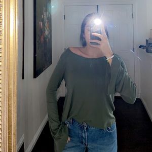 Bell sleeve olive top